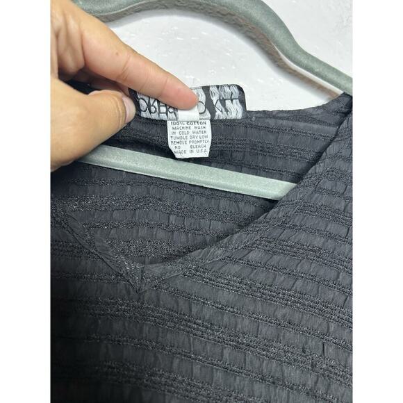 Dress To Kill Women’s One Size Black Tunic Top 3/4 Sleeve 100% Cotton Textured - Picture 8 of 9